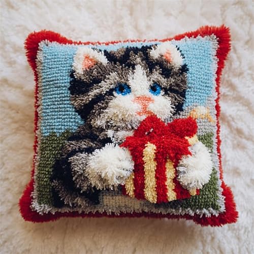 AxiangziK süßes Kätzchen Knüpfhaken-Set Kissenbezug,Katze hält ein Geschenk,Knüpfteppiche Set Kissen Knüpfen Latch Hook Kit Handgemachte Geschenke Für Kinder Und Erwachsene,17x17in AxiangziK süßes Kätzchen Knüpfhaken-Set Kissenbezug,Katze hält ein Geschenk,Knüpfteppiche Set Kissen Knüpfen Latch Hook Kit Handgemachte Geschenke Für Kinder Und Erwachsene,17x17in von AxiangziK