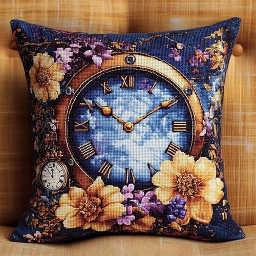 AxiangziK wunderschöne Blumen 11CT Kreuzstich Kissen Set,Vintage-Taschenuhr,Stickkissen zum Selbersticken Kreuzstich Kissen zum Basteln Stickkissen mit Vorgedruckt Kreuzstichmotiv,18x18in AxiangziK wunderschöne Blumen 11CT Kreuzstich Kissen Set,Vintage-Taschenuhr,Stickkissen zum Selbersticken Kreuzstich Kissen zum Basteln Stickkissen mit Vorgedruckt Kreuzstichmotiv,18x18in von AxiangziK