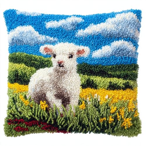 Bauernhofwiese DIY Knüpfen Set Anfänger,Tier Schaf,Knüpfkissen Wurfkissenbezug,Sofakissenbezug Mit Bedruckter Leinwand Für Anfänger Und Erwachsene,17x17in Bauernhofwiese DIY Knüpfen Set Anfänger,Tier Schaf,Knüpfkissen Wurfkissenbezug,Sofakissenbezug Mit Bedruckter Leinwand Für Anfänger Und Erwachsene,17x17in von AxiangziK