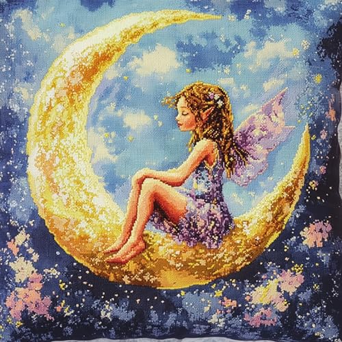 Cartoon-Sternenhimmel Latch Hook Kit for Adults,Elfenmädchen auf dem Mond,DIY Latch Hook Cushion,Cross Stitch Embroidery Cushion Making Kits Home Decor,17x17in,17x17in Cartoon-Sternenhimmel Latch Hook Kit for Adults,Elfenmädchen auf dem Mond,DIY Latch Hook Cushion,Cross Stitch Embroidery Cushion Making Kits Home Decor,17x17in,17x17in von AxiangziK