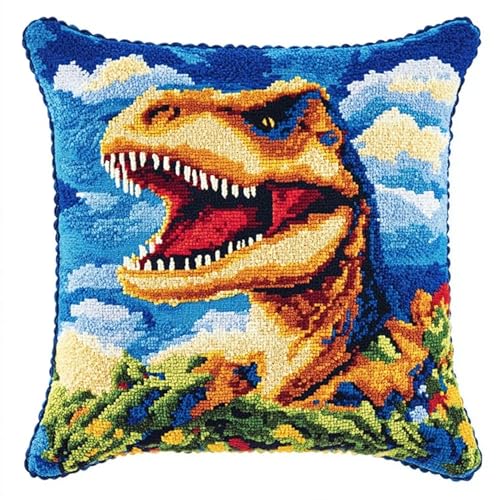 DIY Knüpfen Set Anfänger,Tierischer Dinosaurier,Knüpfkissen Wurfkissenbezug,Sofakissenbezug Mit Bedruckter Leinwand Für Anfänger Und Erwachsene,17x17in DIY Knüpfen Set Anfänger,Tierischer Dinosaurier,Knüpfkissen Wurfkissenbezug,Sofakissenbezug Mit Bedruckter Leinwand Für Anfänger Und Erwachsene,17x17in von AxiangziK