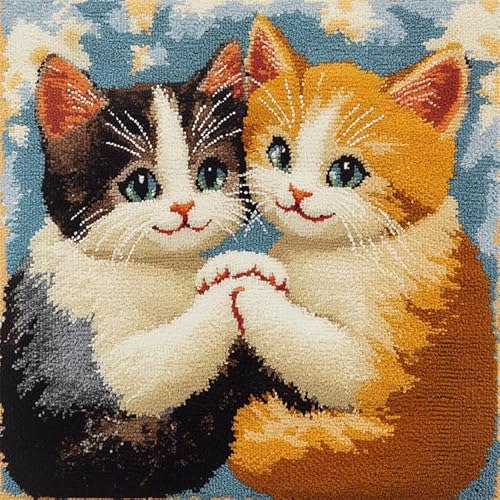 Tier DIY Knüpfen Set Anfänger,Zwei freundliche Katzen,Knüpfkissen Wurfkissenbezug,Sofakissenbezug Mit Bedruckter Leinwand Für Anfänger Und Erwachsene,17x17in Tier DIY Knüpfen Set Anfänger,Zwei freundliche Katzen,Knüpfkissen Wurfkissenbezug,Sofakissenbezug Mit Bedruckter Leinwand Für Anfänger Und Erwachsene,17x17in von AxiangziK