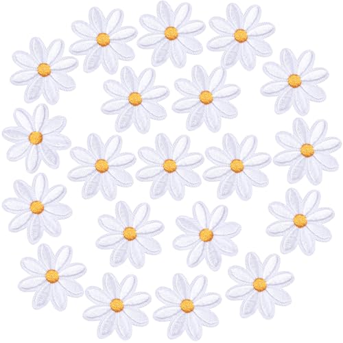 Axicvloes 20 Stück Blumen zum Aufbügeln, 3,5 cm, weiß, bestickte Applikation zum Aufnähen, Gänseblümchen, Applikation für Kleidung, Jacken, Jeans, Taschen Axicvloes 20 Stück Blumen zum Aufbügeln, 3,5 cm, weiß, bestickte Applikation zum Aufnähen, Gänseblümchen, Applikation für Kleidung, Jacken, Jeans, Taschen von Axicvloes