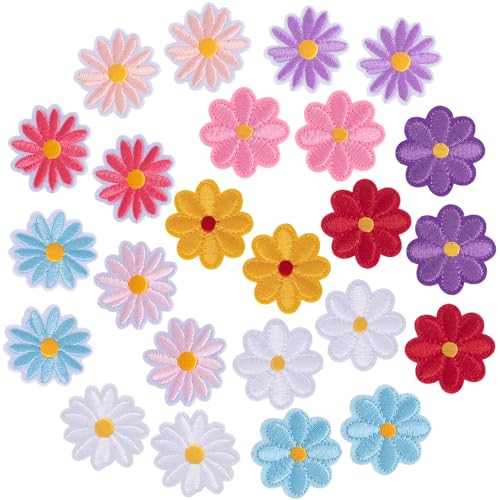Axicvloes 24 Stück Blumen-Aufnäher zum Aufbügeln, 12 Farben, bestickte Applikation zum Aufnähen, Gänseblümchen, Applikation für Kleidung, Jacken, Jeans, Taschen Axicvloes 24 Stück Blumen-Aufnäher zum Aufbügeln, 12 Farben, bestickte Applikation zum Aufnähen, Gänseblümchen, Applikation für Kleidung, Jacken, Jeans, Taschen von Axicvloes