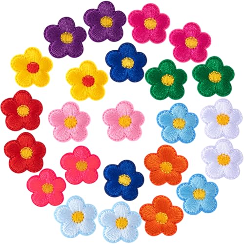 Axicvloes 24 Stück Blumen-Aufnäher zum Aufbügeln, 12 Farben, bestickte Applikation zum Aufnähen, Kirschblume, Applikation für Kleidung, Jacken, Jeans, Taschen Axicvloes 24 Stück Blumen-Aufnäher zum Aufbügeln, 12 Farben, bestickte Applikation zum Aufnähen, Kirschblume, Applikation für Kleidung, Jacken, Jeans, Taschen von Axicvloes