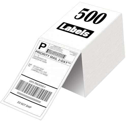 Axidou Thermo-Versandetiketten, 500 Stück, 10,2 x 15,2 cm, perforierte Klebeetiketten für Thermodrucker, kompatibel mit Zebra, Nelko, Rolle von Axidou