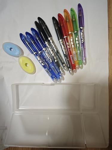 Axinost 10 radierbare Kugelschreiber und 2 Radiererbefinden. 3 blau, 3 schwarz, 1 lila, 1 grün, 1 orange und 1 rot. 0.5mm Tintenroller Löschbarer Gelschreiber Radierstift (Kappe-abziehendes Modell) von Axinost