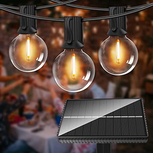 AxiwoIntl Solar Lichterkette Aussen 15M Lichterkette Außen Wetterfest mit 25+2 LED G40 Glühbirnen, 4 Lichtmodi Wasserdicht Lichterkette Warmweiß für Terrasse Hof Garten Balkon Hochzeit Party von AxiwoIntl