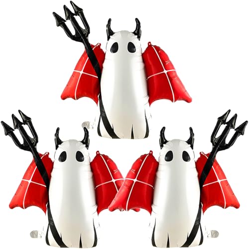AxiyanX 3 x Geisterballons – 76,2 cm Halloween-Folienballons für gruselige Party und Spukhaus-Dekoration, weiße und orangefarbene Geisterballons, gruselige Dekoration für drinnen und draußen von AxiyanX