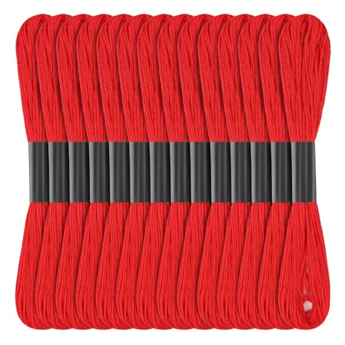14 Knäuel rote Stickgarne, 120 Meter, Freundschaftsarmbandschnur für Anfänger, Kreuzstichgarn für DIY-Armbandherstellung 14 Knäuel rote Stickgarne, 120 Meter, Freundschaftsarmbandschnur für Anfänger, Kreuzstichgarn für DIY-Armbandherstellung von Axmru