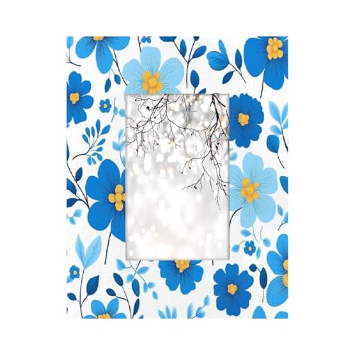Bilderrahmen aus Holz, 10,2 x 15,2 cm, mit Ständer, Tisch- und Wandmontage, blaues Blumenmuster Bilderrahmen aus Holz, 10,2 x 15,2 cm, mit Ständer, Tisch- und Wandmontage, blaues Blumenmuster von Axurera