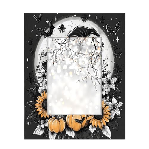 Bilderrahmen aus Holz, 12,7 x 17,8 cm, Ständer, Tischplatte und Wandmontage, Holz-Bilderrahmen, Halloween, Geist, Sonnenblume auf Schwarz Bilderrahmen aus Holz, 12,7 x 17,8 cm, Ständer, Tischplatte und Wandmontage, Holz-Bilderrahmen, Halloween, Geist, Sonnenblume auf Schwarz von Axurera
