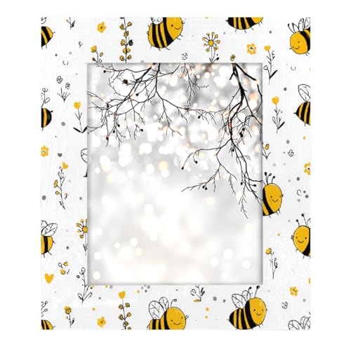 Bilderrahmen aus Holz, 20,3 x 25,4 cm, Ständer, Tisch- und Wandmontage, Holz-Bilderrahmen, Cartoon-Garten, Honigbienen-Blume Bilderrahmen aus Holz, 20,3 x 25,4 cm, Ständer, Tisch- und Wandmontage, Holz-Bilderrahmen, Cartoon-Garten, Honigbienen-Blume von Axurera