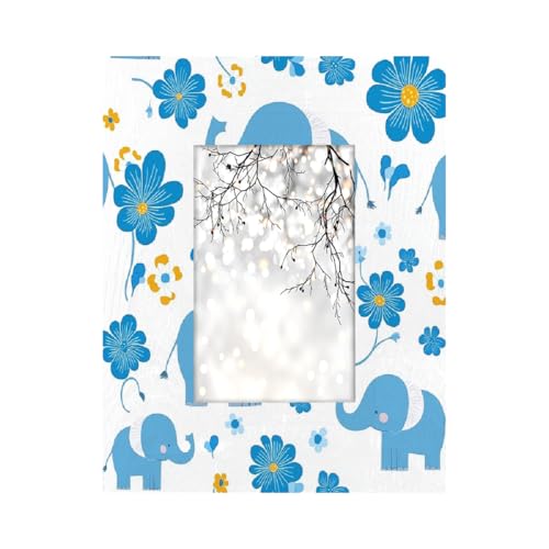 Bilderrahmen aus Holz, mit Ständer, Tisch- und Wandmontage, niedlicher blauer Elefant, 10,2 x 15,2 cm Bilderrahmen aus Holz, mit Ständer, Tisch- und Wandmontage, niedlicher blauer Elefant, 10,2 x 15,2 cm von Axurera