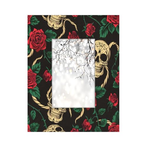 Bilderrahmen mit Totenkopf und Rosen, Holz-Foto-Showcaser, Heimdekoration, Fotocollage-Rahmen für Wand und Schreibtisch, 10,2 x 15,2 cm Bilderrahmen mit Totenkopf und Rosen, Holz-Foto-Showcaser, Heimdekoration, Fotocollage-Rahmen für Wand und Schreibtisch, 10,2 x 15,2 cm von Axurera