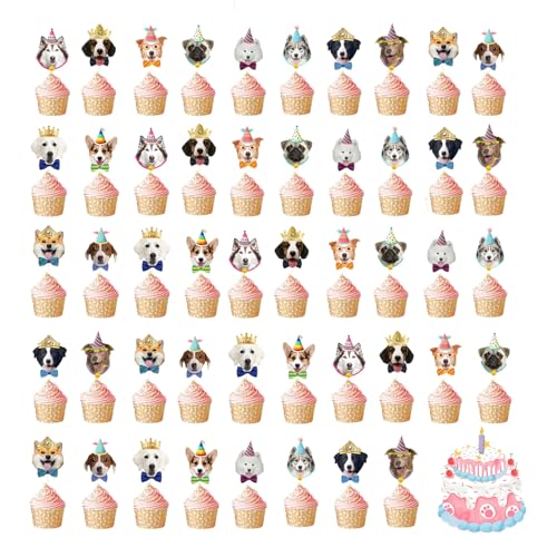 Axvxby 48 Stück Kuchen Topper, Hund Kuchen Topper, Kuchen und Cupcake Topper, Haustier Hund Kuchen Topper Cup Holder, Kuchen Topper für Hundeliebhaber für Party Dekoration Axvxby 48 Stück Kuchen Topper, Hund Kuchen Topper, Kuchen und Cupcake Topper, Haustier Hund Kuchen Topper Cup Holder, Kuchen Topper für Hundeliebhaber für Party Dekoration von Axvxby