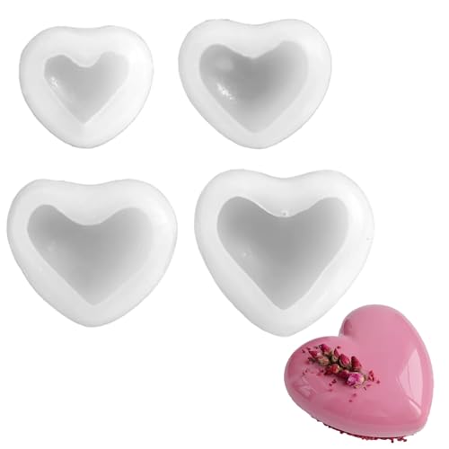 Axvxby 4er Pack Silikonformen Herz Gießformen für Kerzen Seifen DIY 4 Größen Valentinstag Muttertag Basteln Epoxidharz Schokolade Fondant Eiswürfel 3D Diamant von Axvxby