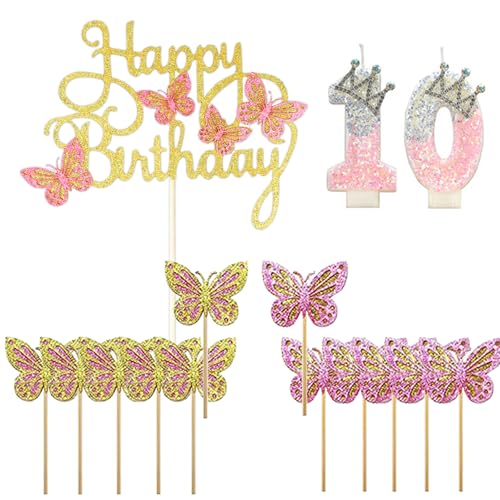 Axvxby Happy 10st Birthday Schmetterling Kuchentopper Tortendeko Rosa Gold Zahl 10 Kerze Mädchen 10 Geburtstag Kuchen Deko Cupcake Deko Glitzer Schmetterling Geburtstag Axvxby Happy 10st Birthday Schmetterling Kuchentopper Tortendeko Rosa Gold Zahl 10 Kerze Mädchen 10 Geburtstag Kuchen Deko Cupcake Deko Glitzer Schmetterling Geburtstag von Axvxby