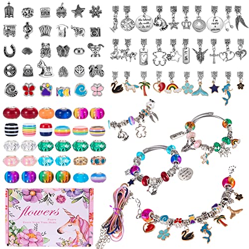 Ayakizi Charm Armband Kit, Bastelset Mädchen Geschenke, Kinder Schmuck Basteln Armbänder Weihnachten Spielzeug DIY, Selber Schmuckbastelsets für 4 5 6 7 8 9 10 11 12 Jahre von Ayakizi