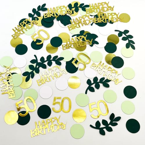 100 Stück 50 Geburtstag Konfetti 50th Tischdeko Konfetti für Mann Frau 50th Geburtstag Gedenktag Party Dekorationen Gold Grün von Ayaluck