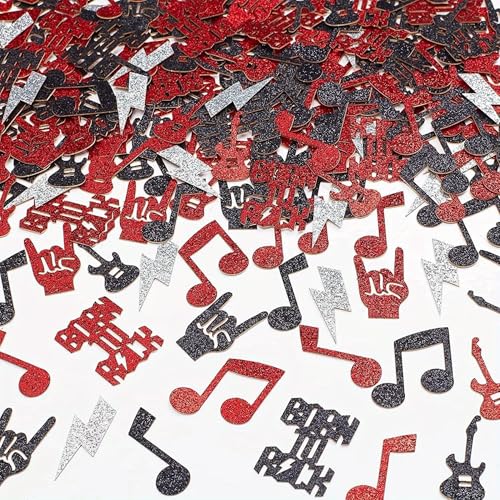 100 Stück Musiknote Konfetti Tischdeko Notenschlüssel Konfetti Tisch Deko für Baby Dusche Geburtstag Party Dekorationen Schwarz Rot von Ayaluck