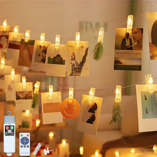 Ayciep Foto Lichterkette, Wiederaufladbare Batterie mit Controller, 2M 20LED Fotoclips Lichterkette Batterie, 8 Modi | 3 Timer | Warmweiß | Innen/Außen Ayciep Foto Lichterkette, Wiederaufladbare Batterie mit Controller, 2M 20LED Fotoclips Lichterkette Batterie, 8 Modi | 3 Timer | Warmweiß | Innen/Außen von Ayciep