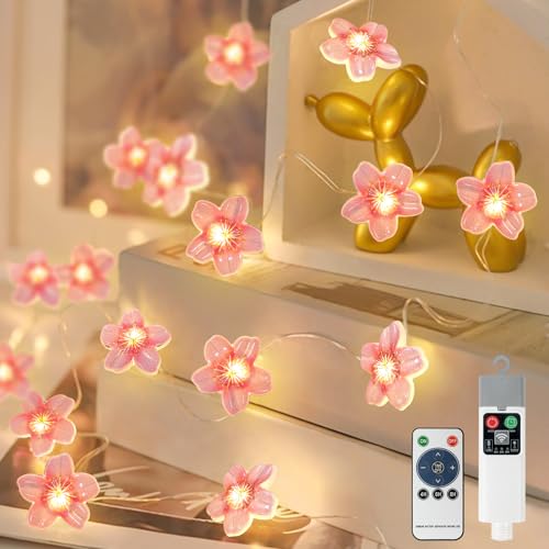 Ayciep Lichterkette Kirschblüten, Wiederaufladbare Batterie mit Controller, 5M 50LED Cherry Blossom Lichterkette Batterie mit Timer, 8 Modi | Warmweiß | Innen/Außen, Blumen Girlande Ayciep Lichterkette Kirschblüten, Wiederaufladbare Batterie mit Controller, 5M 50LED Cherry Blossom Lichterkette Batterie mit Timer, 8 Modi | Warmweiß | Innen/Außen, Blumen Girlande von Ayciep