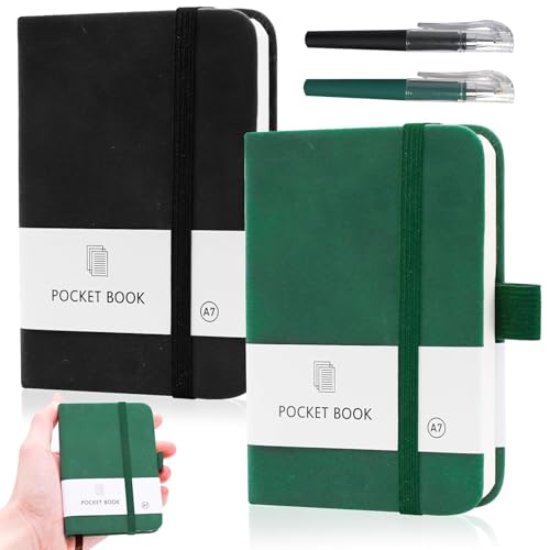 2 Stück Notizbuch Klein, A7 Mini Notebook, Reisetagebuch Notizbuch mit Stift Leder, 5 Minute Journal mit Gummizugverschluss für Reisen, Schule, Arbeit 2 Stück Notizbuch Klein, A7 Mini Notebook, Reisetagebuch Notizbuch mit Stift Leder, 5 Minute Journal mit Gummizugverschluss für Reisen, Schule, Arbeit von Ayicheyl