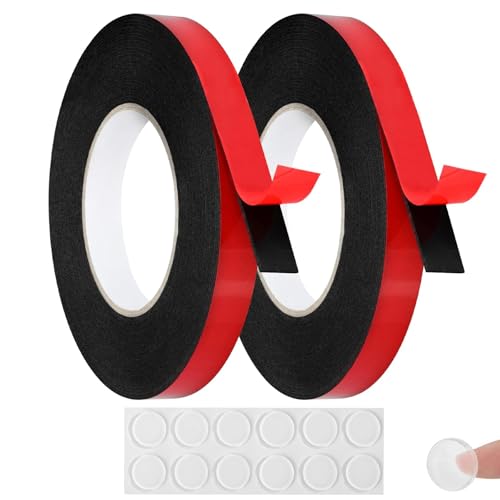 Ayicheyl 2 Stück Doppelseitiges Klebeband Extra Stark, Klebepunkte Doppelseitiges Klebeband Schmal, Schaumstoff Klebeband Wasserdicht für Bilder Aufhängen Ohne Bohren AußEnbereich Auto,10mm/20mmx10m von Ayicheyl