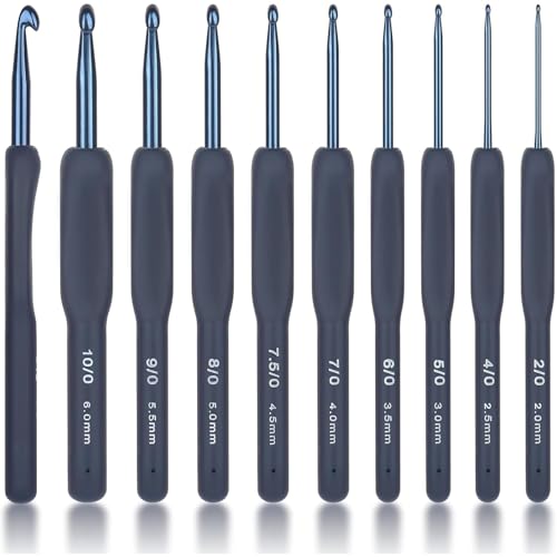Häkelnadel 9 Stück,Schwarz Häkelnadel Set Anfänger Ergonomisch Tunesische Häkelnadel,Häkelset für Anfänger Crochet Set für Strickanfänger Oder Profis Häkelgarn DIY Handwerk,2-6mm Häkelnadel 9 Stück,Schwarz Häkelnadel Set Anfänger Ergonomisch Tunesische Häkelnadel,Häkelset für Anfänger Crochet Set für Strickanfänger Oder Profis Häkelgarn DIY Handwerk,2-6mm von Ayicheyl