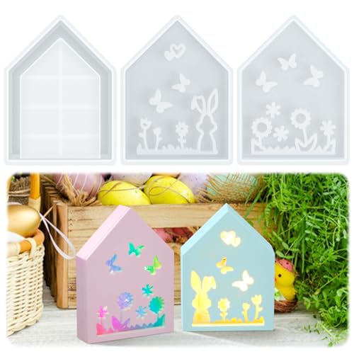 Silikonformen Gießformen Ostern, 3 Stück Silikonform Haus, Silikon Gießform Häuser Silikonform Schmetterling Hase Frühling Blumen Gras Herz, Silikon Ostern Epoxidharz Formen für DIY Osterdeko Silikonformen Gießformen Ostern, 3 Stück Silikonform Haus, Silikon Gießform Häuser Silikonform Schmetterling Hase Frühling Blumen Gras Herz, Silikon Ostern Epoxidharz Formen für DIY Osterdeko von Ayixiwarz