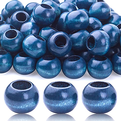 100 Stück 20 mm dunkelblaue Holzperlen runde Holzperlen mit 10 mm großem Loch Holz-Makramee-Perlen lose Holz-Abstandshalter Perlen für Schmuck, Handwerk, Wanddekoration von Aylifu