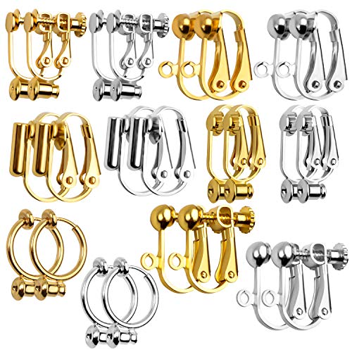 12 Paar Ohrclips, 6 Stile, Ohrclips ohne Ohrlöcher, für Schmuckherstellung, Gold und Silber 12 Paar Ohrclips, 6 Stile, Ohrclips ohne Ohrlöcher, für Schmuckherstellung, Gold und Silber von Aylifu