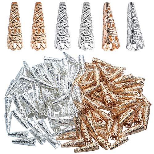 Blumen-Perlenkappen, 200 Stück, Kegel, Blumen-Perlenkappen, Metall, filigrane Perlen-Endkappen für DIY Quaste Schmuckherstellung von Aylifu