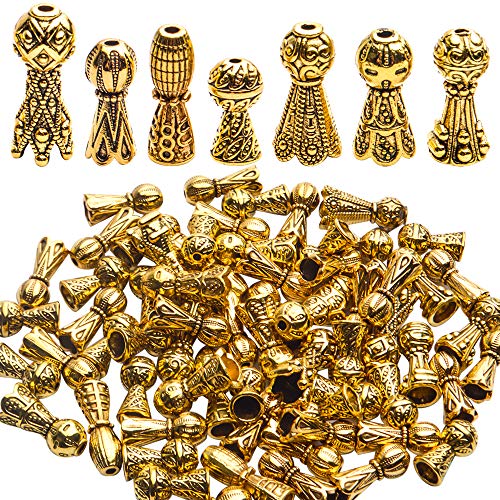 Schmuckperlenkappen, 100 g, Antik-Goldfarben, tibetischer Stil, Perlenkappen, Blumen-Endkappen, Endkappen aus Legierung mit Kugelende für Schmuck, Armband, Halskette, Bastelarbeiten, 7 Stile Schmuckperlenkappen, 100 g, Antik-Goldfarben, tibetischer Stil, Perlenkappen, Blumen-Endkappen, Endkappen aus Legierung mit Kugelende für Schmuck, Armband, Halskette, Bastelarbeiten, 7 Stile von Aylifu