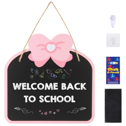 30,5 x 30,5 cm großes doppelseitiges Holzschild zum Aufhängen, löschbare Kinder-Kreidetafel mit Schnur zum Aufhängen, 4 Kreiden, 2 Haken, 1 Radiergummi, Nachrichten-Tafelschild für Geschäft von Ayliwee