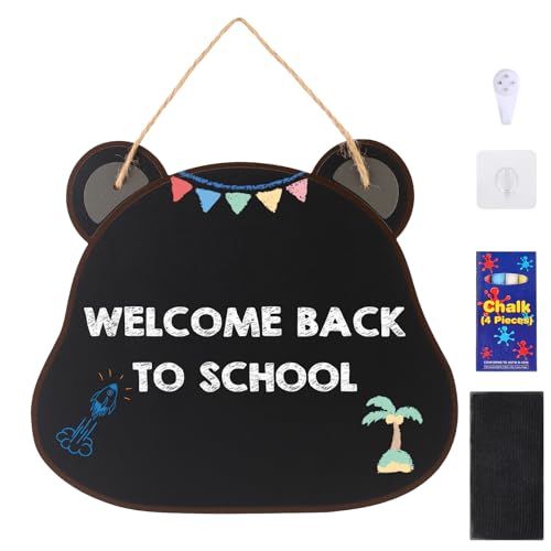 Doppelseitiges Holz-Kreidetafelschild zum Aufhängen, 30,5 x 25,4 cm, löschbare Kinder-Kreidetafel mit Schnur zum Aufhängen, 4 Kreiden, 2 Haken, 1 Radiergummi, Nachrichten-Tafelschild für Geschäft von Ayliwee