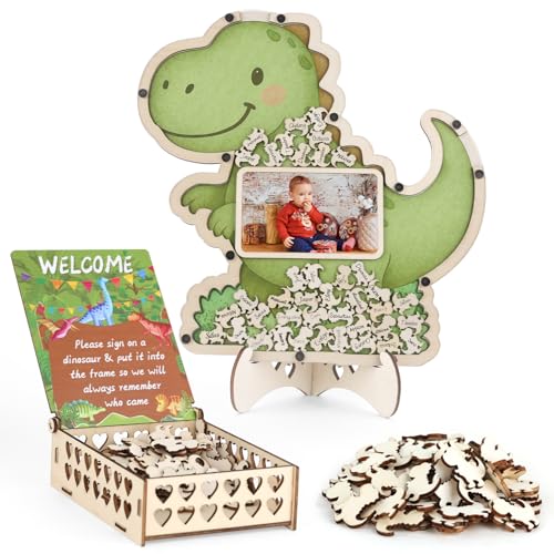 Aymolas Dinosaurier Babyparty Gästebuch Alternativen Set Dinosaurier Babyparty Dekorationen mit Fotorahmen Gästebuch Alternative für Geburtstagsfeier von Aymolas