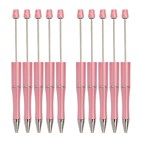 Aymzbd 10 Stück Perlenstift, Neuartiger Schreibstift, Tintenroller mit Schwarzer Tinte, DIY Partygeschenk, Bastelstifte, Kugelschreiber mit Perlen für Büroki, Rosa von Aymzbd