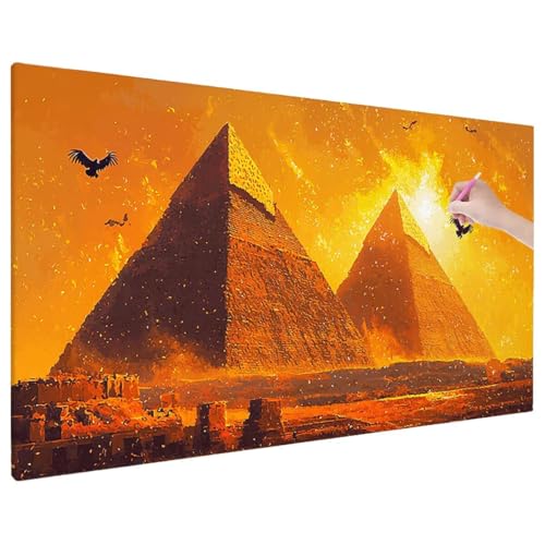 Ägypten Diamond Painting XXL, 5D Diamant Painting Bilder Landschaft Muster mit Vollbohrer Leinwand, Diamond Art Stickerei Kreuzstich Set, Basteln Erwachsene Mosaikherstellung, Wanddeko 110x50 cm E-71 von Aynaeinn