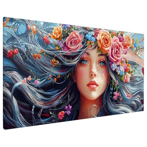 Anime Diamond Painting XXL, 5D Diamant Painting Bilder Blumen Muster mit Vollbohrer Leinwand, Diamond Art Malerei Stickerei Kreuzstich Set, Basteln Erwachsene Mosaikherstellung, Wanddeko 90x40 cm R-97 von Aynaeinn