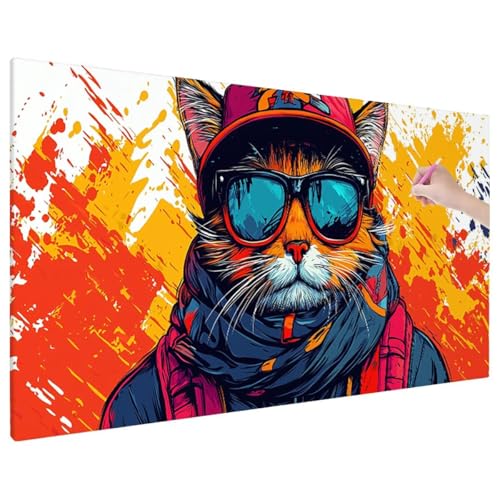 Anime Diamond Painting XXL, 5D Diamant Painting Bilder Cat Muster mit Vollbohrer Leinwand, Diamond Art Malerei Stickerei Kreuzstich Set, Basteln Erwachsene Mosaikherstellung, Wanddeko 110x50 cm E-89 von Aynaeinn