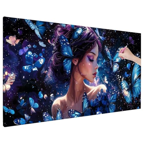 Anime Diamond Painting XXL, 5D Diamant Painting Bilder Schmetterlinge Muster mit Vollbohrer Leinwand, Diamond Art Stickerei Kreuzstich Set, Basteln Erwachsene Mosaikherstellung, Wanddeko 110x50 cm V-8 von Aynaeinn