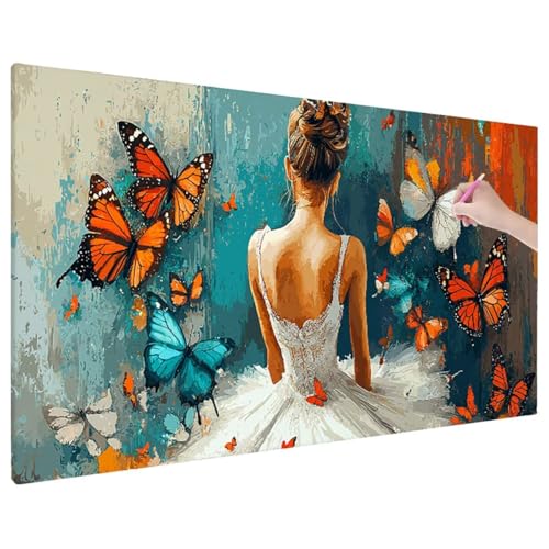 Anime Diamond Painting XXL, 5D Diamant Painting Bilder Schmetterlinge Muster mit Vollbohrer Leinwand, Diamond Art Stickerei Kreuzstich Set, Basteln Erwachsene Mosaikherstellung, Wanddeko 90x40 cm F-63 von Aynaeinn