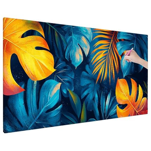 Anlage Diamond Painting XXL, 5D Diamant Painting Bilder Blätter Muster mit Vollbohrer Leinwand, Diamond Art Stickerei Kreuzstich Set, Basteln Erwachsene Mosaikherstellung, Wanddeko 140x60 cm R-61 von Aynaeinn