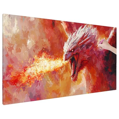 Diamond Painting 110x50 cm, Anime Diamant Painting Bilder Erwachsene Bastelset, 5D Diamond Paintings Erwachsene Set mit Runde Vollbohrer für Aesthetic Room Decor, Geschenke für Frauen (Drachen) E-99 von Aynaeinn