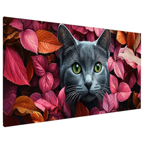 Diamond Painting 110x50 cm, Cat Diamant Painting Bilder Erwachsene Bastelset, 5D Diamond Paintings Erwachsene Set mit Runde Vollbohrer für Aesthetic Room Decor, Geschenke für Frauen (Anlage) F-61 von Aynaeinn