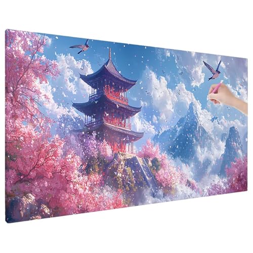 Diamond Painting 110x50 cm, Landscape Diamant Painting Bilder Erwachsene Bastelset, 5D Diamond Paintings Erwachsene Set mit Runde Vollbohrer für Aesthetic Room Decor, Geschenke für Frauen (Japan) V-21 von Aynaeinn