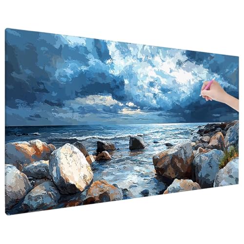 Diamond Painting 110x50 cm, Landscape Diamant Painting Bilder Erwachsene Bastelset, 5D Diamond Paintings Erwachsene Set mit Runde Vollbohrer für Aesthetic Room Decor, Geschenke für Frauen (Meer) R-29 von Aynaeinn