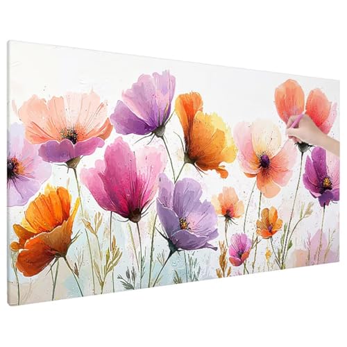 Diamond Painting 140x60 cm, Anlage Diamant Painting Bilder Erwachsene Bastelset, 5D Diamond Paintings Erwachsene Set mit Runde Vollbohrer für Aesthetic Room Decor, Geschenke für Frauen (Blumen) R-89 von Aynaeinn